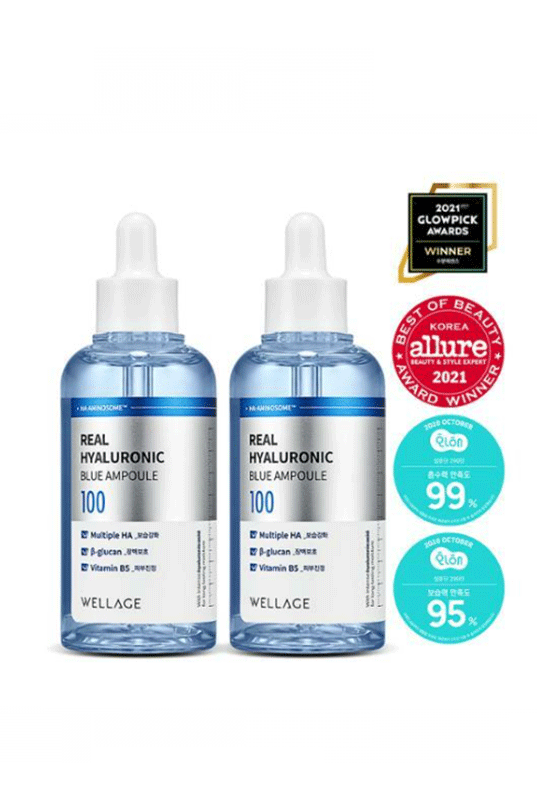 WELLAGE Real Hyaluronic Blue Ampoule 100 (1+1, Special Set)