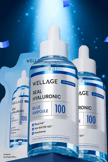 WELLAGE Real Hyaluronic Blue Ampoule 100 (1+1, Special Set)